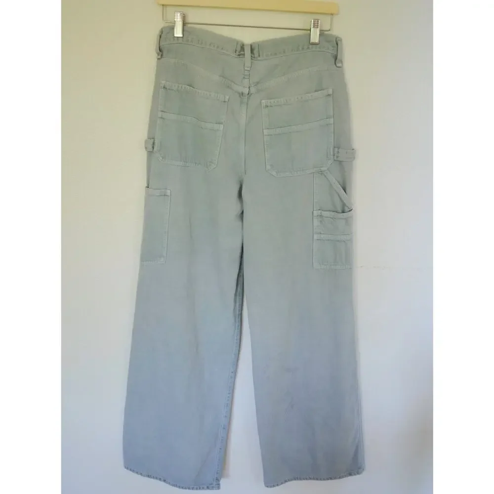 Agolde Magda Denim Carpenter Utility High-Rise Wide Leg Jeans Size 27 - Picture 6 of 8